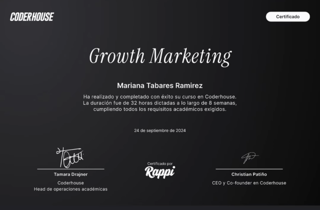 Certificado: Growth Marketing Coder House